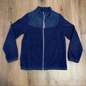 Nautica Girls Youth Teen Size 16 (XL) Navy Blue Zip Up Fleece Sweatshirt